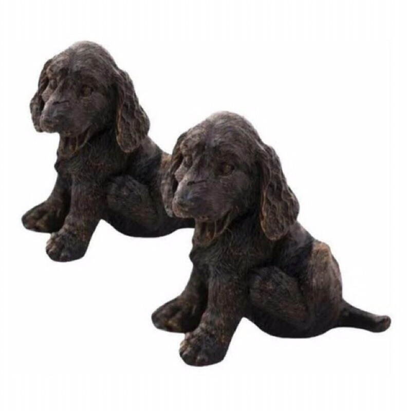 2 Cachorro Resina Cocker Preto 7 Cm