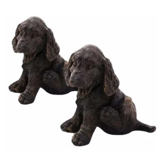 2 Cachorro Resina Cocker Preto 7 Cm