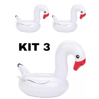 Kit 3 Boias Porta Copo Flamingo Branco Piscina BO65255
