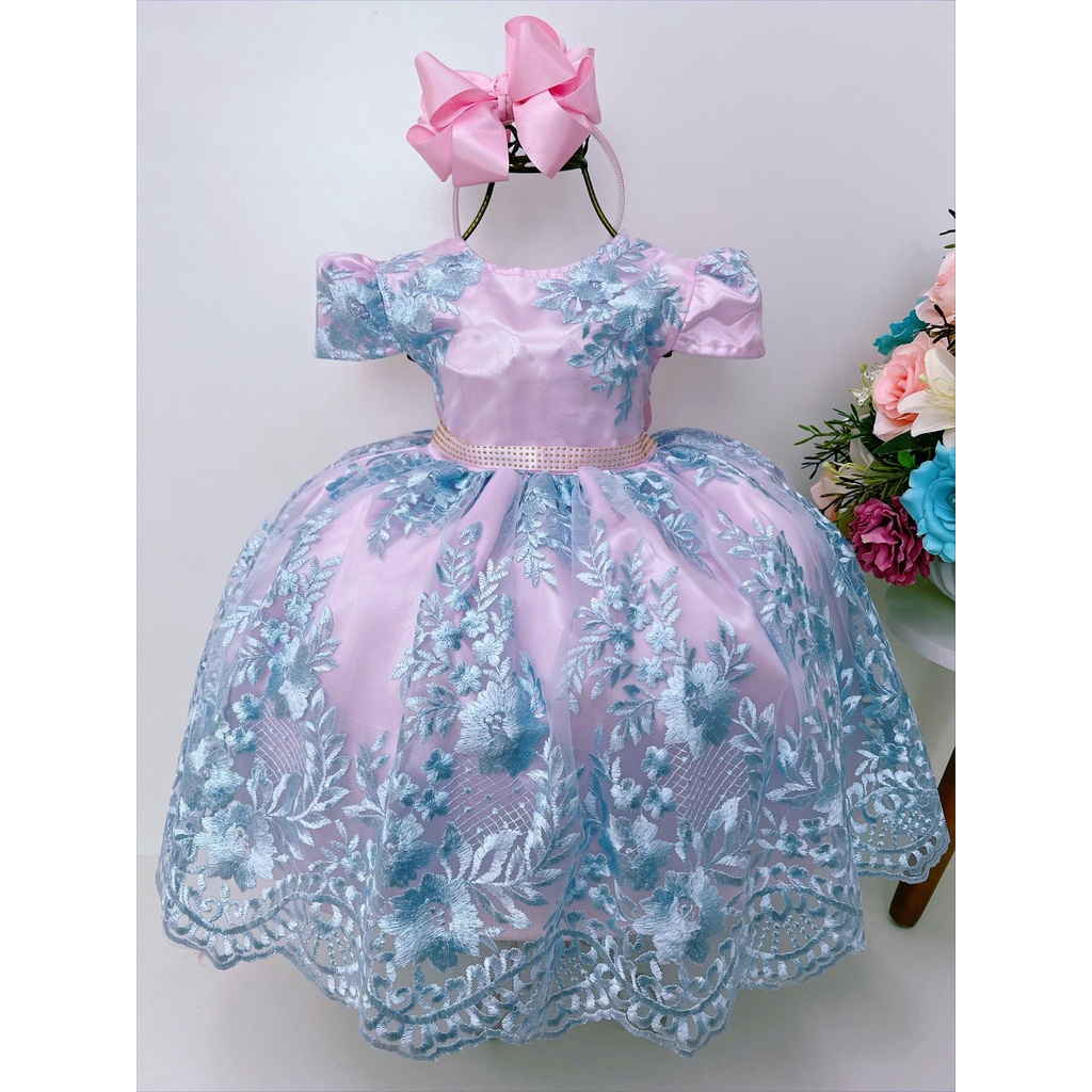 Vestido Infantil Festa Azul Bebe cinderela serenity formatura dama