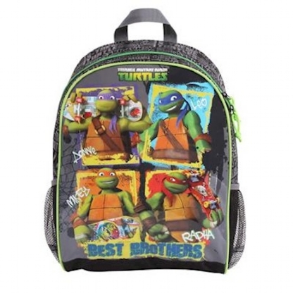 Bolsa Mochila Tartarugas Ninja Escolar Passeio Infantil Desenho (Preto)