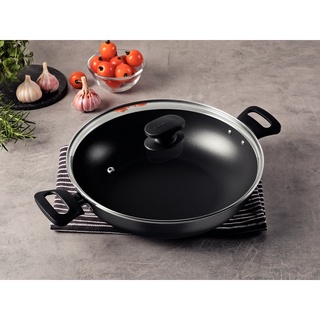 Panela Wok Tramontina Antiaderente com Tampa 28 Cm Grafite