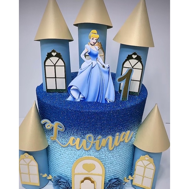 topo de bolo castelo princesa Cinderela, topo de bolo castelos Torre  princesas