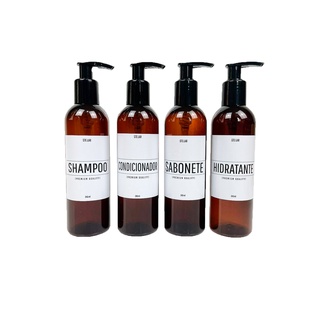4 Frasco Ambar Pet Kit Banheiro Completo