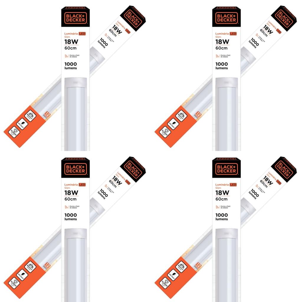 Kit 4 Luminarias Led Slim Aluminio 18w 60cm Branca B+D Shopee Brasil