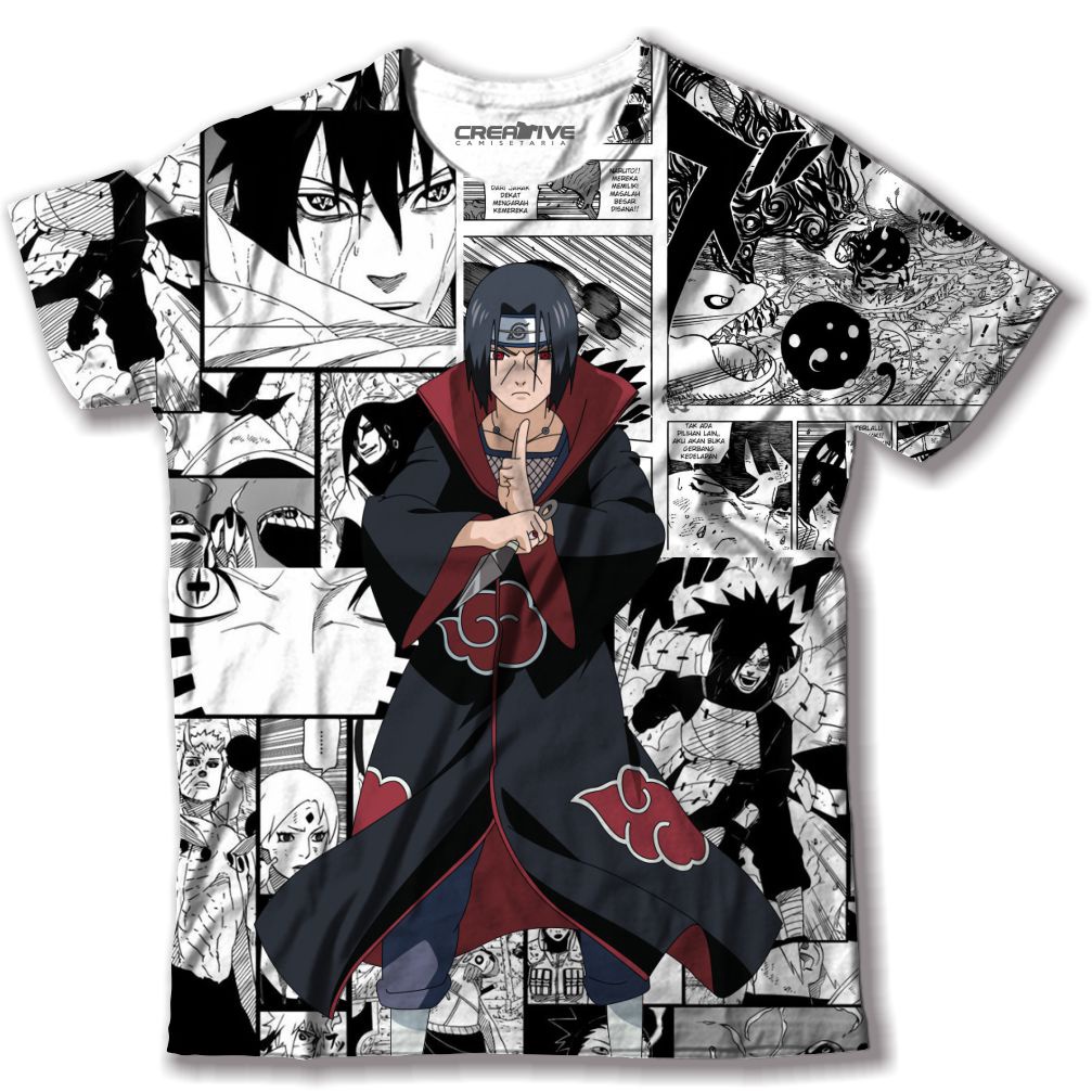 Camisa Camiseta Akatsuki Sharingan Sasuke anime Naruto 100% algodão alta  qualidade VARIOS MODELOS nuvem akatsuki