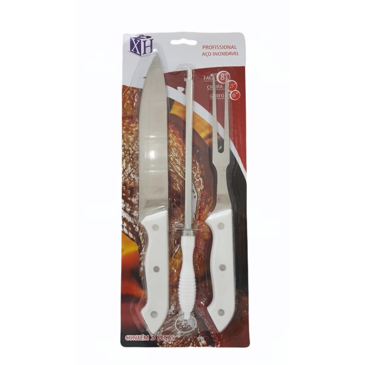 Kit Churrasco RAM - Garfo e Faca - Aço Inox Acabamento Black