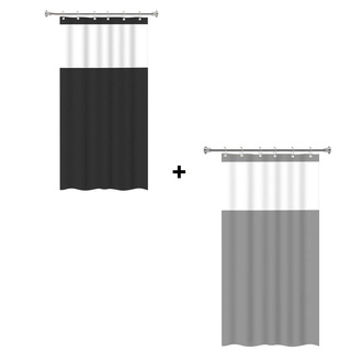 Kit 2 Cortina Box Banheiro Lisa Antimofo Pvc Com Visor