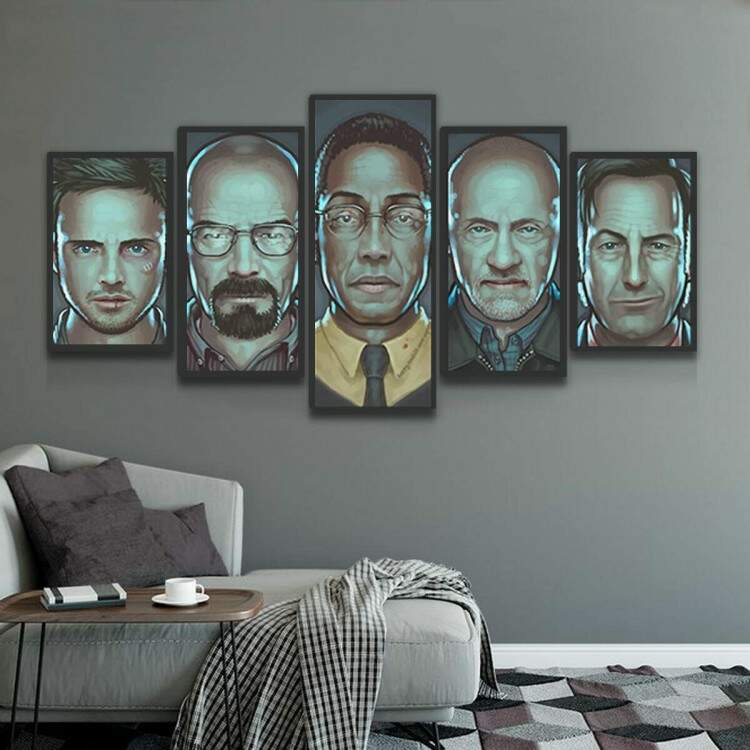 Kit 5 Quadros Decorativos Mosaico Breaking Bad