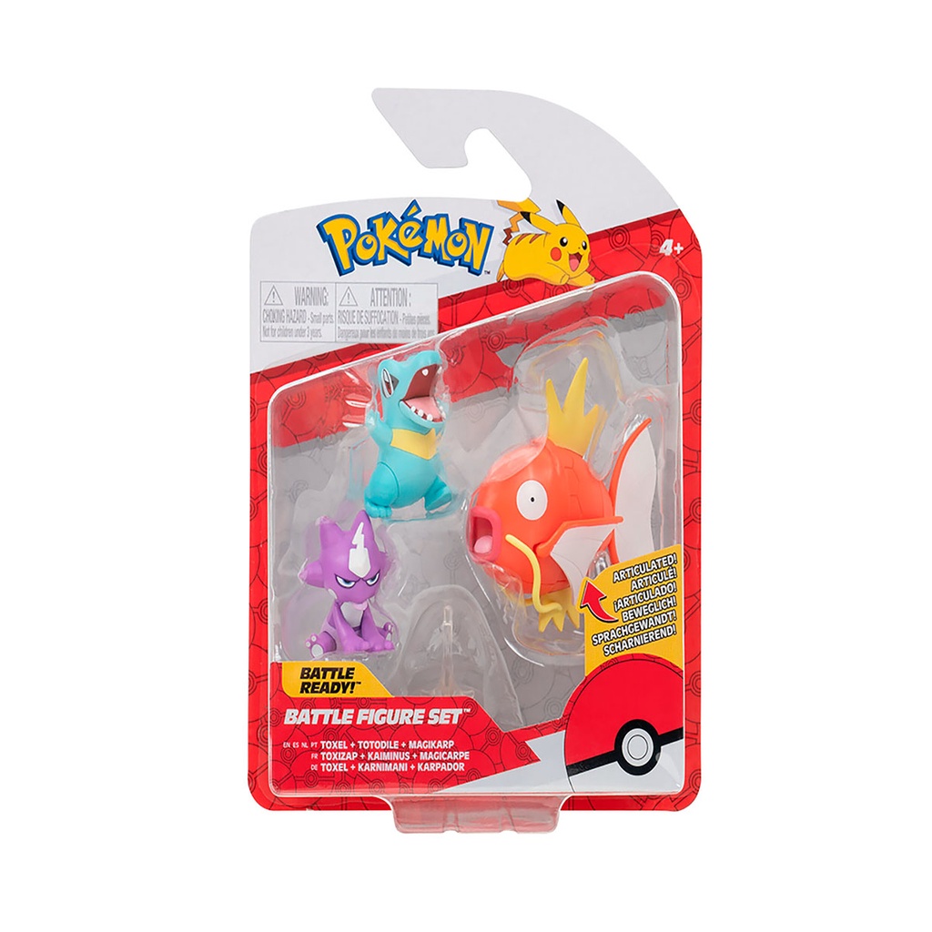 Pokémon - 3 Figuras De Ação - Toxel, Totodile e Magikarp
