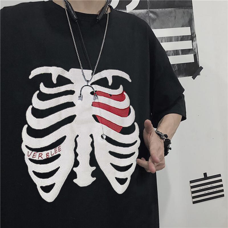 Compre Verão goth feminino horror crânio solto masculino e feminino  camiseta punk escuro grunge streetwear gótico topo t-shirts harajuku y2k  roupas
