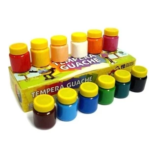 Tinta Guache 12 Cores Acrilex Papel Tecido