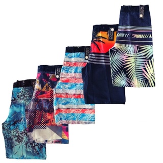 Kit Com 05 Bermuda Tactel Masculina Estampada Adulto Surf Praia