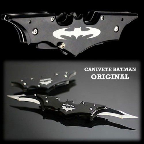 Canivete Batman Formato Morcego Shuriken 2 Lâminas Preto