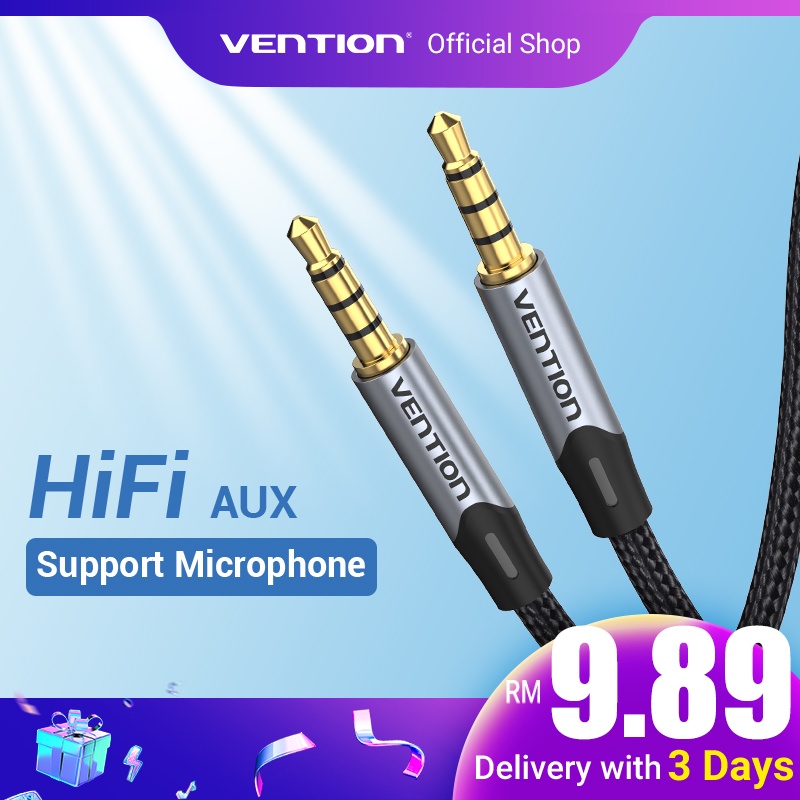 Venção Cabo De Áudio De 3,5mm Fone De Ouvido Macho Para AUX Trançado Laptop Karaoke