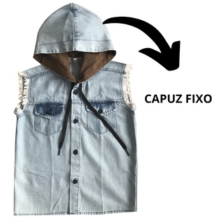 Colete jeans com store capuz