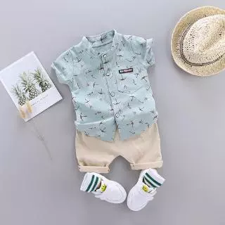 [Spot] 0-5 Anos De Idade Menino Roupas Infantis Moda casual Dente De Leão Algodão Camisa De Manga Curta + shorts Conjunto De 2 Peças