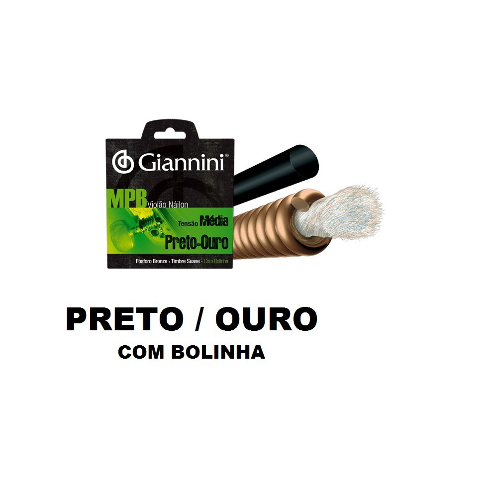 Encordoamento Giannini P/violão Nylon Preto/ouro C/bolinha Genwbg - Toda  Música Instrumentos Musicais