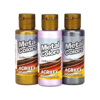 Tinta Metal Colors Kit 06 Unidades 60ml Acrilex - Escolha Sua Cor