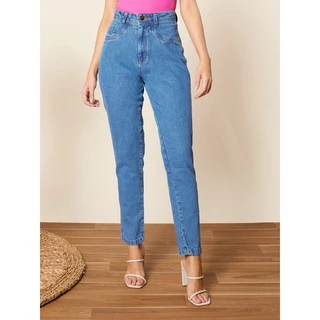 Calça jeans sem bolso na frente / atras com bolsos cintura alta
