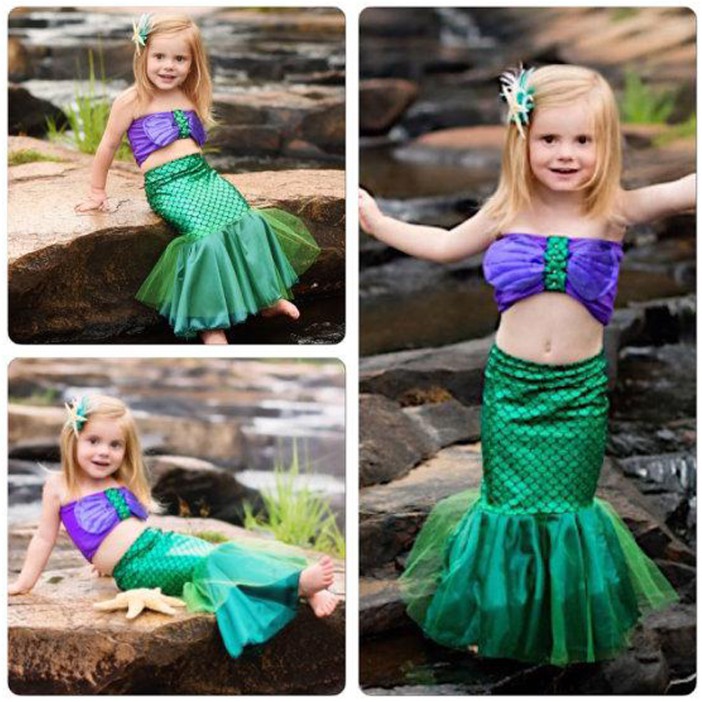 Fantasia Sereia Infantil Ariel Vestido Cosplay Cauda Fotos