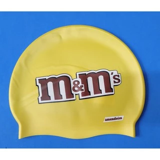 Touca de silicone para natação Kids infantil adulto menina menino mulher homem ( M&M , MMS , MM S , chocolate , amendoin )