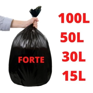 Saco Lixo Preto Forte Reforçado Ideal Para Cozinha Banheiro Escritório Loja Mercado Lixeira Resistente Coleta Seletiva Pacote 15 litros 30 litros