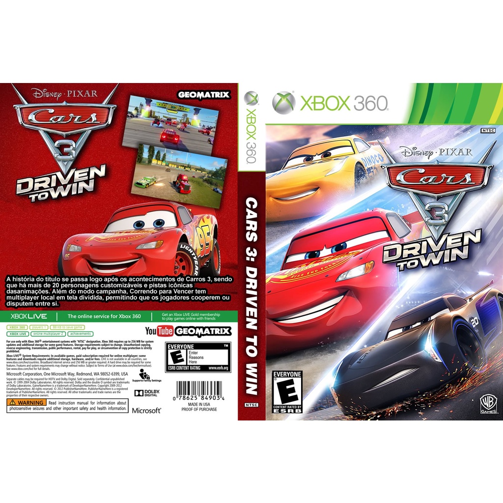 Carros 3 - Tela dividida 2 Jogadores - XBOX 360 