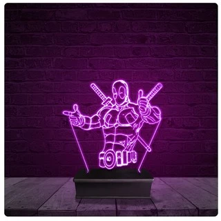 Luminária e Abajur Acrílico Led - Deadpool Marvel 01