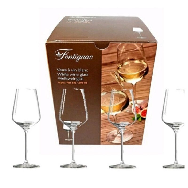 Jogo De Taças Para Vinho Branco- 4 Peças- 398ml - Fontignac | Shopee Brasil