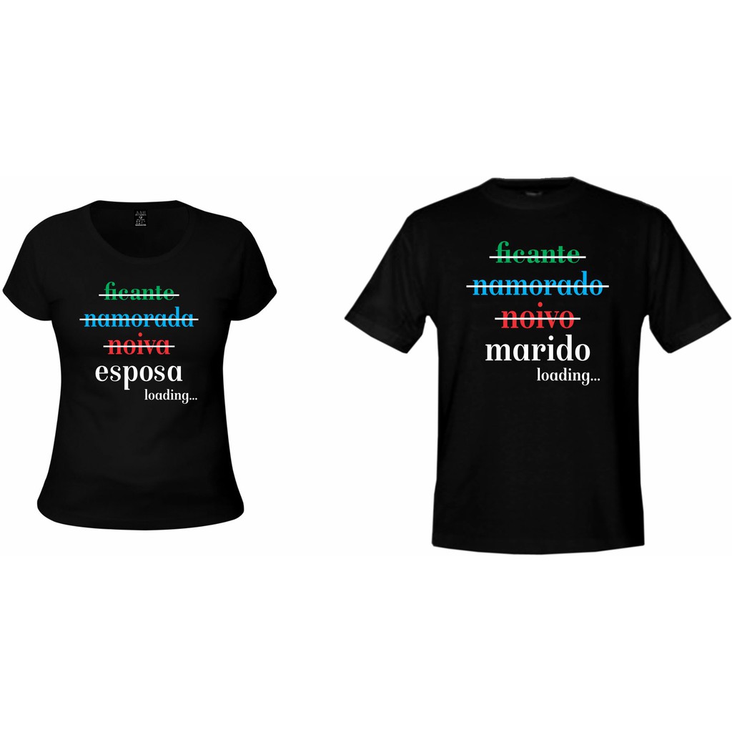 Kit 2 Camisetas Preta Namorados Casal Ficante Namorada Noiva Esposa  Namorado Noivo Marido loading Casamento | Shopee Brasil