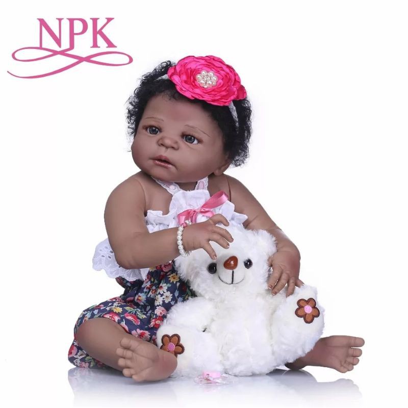 Boneca Bebê Reborn Negra Barata Morena
