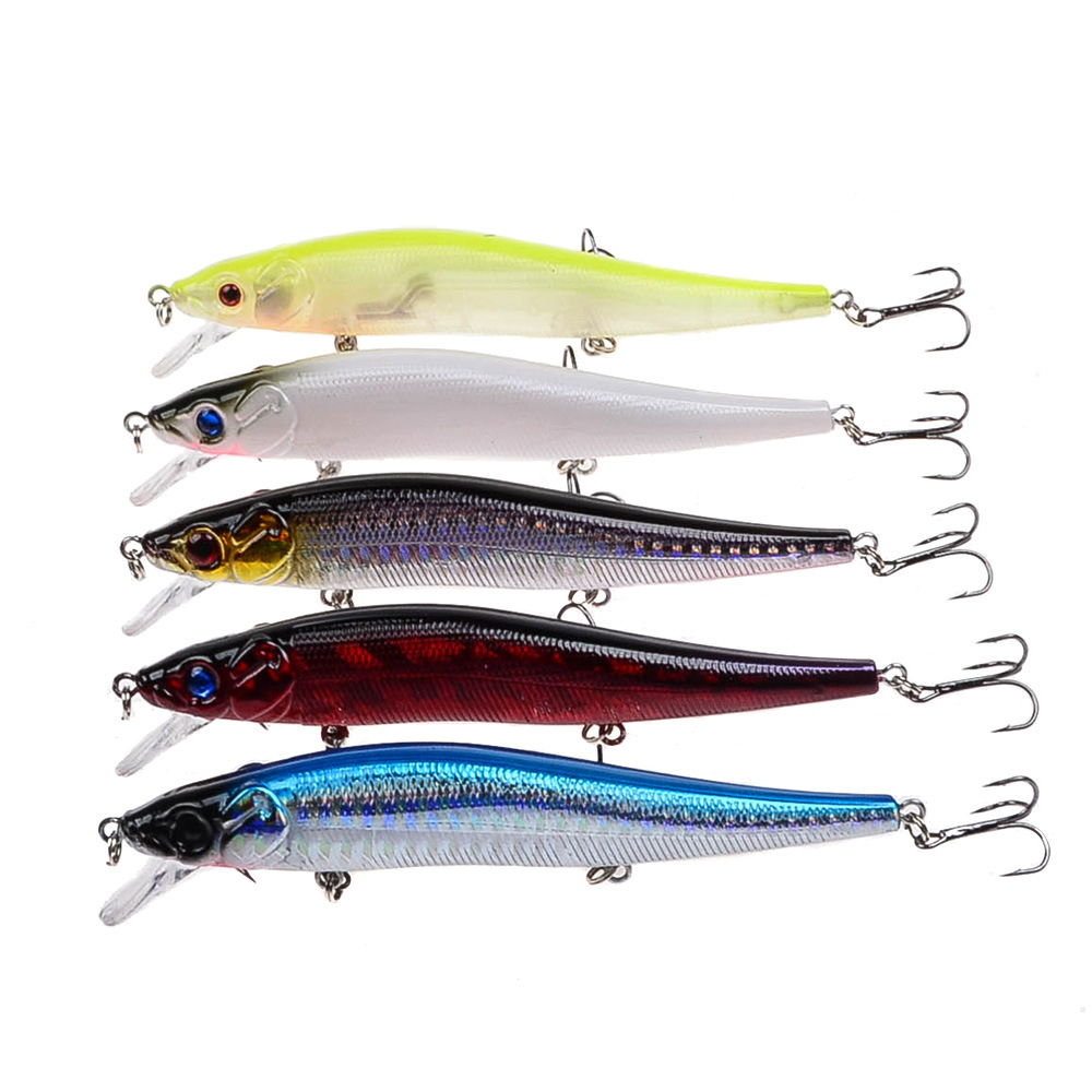 5 Colors 14.5g/11.5cm Artificial Sinking ABS Plastic Hard Bait With 6