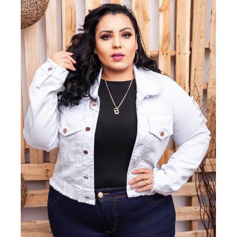 Casaco branco sale plus size