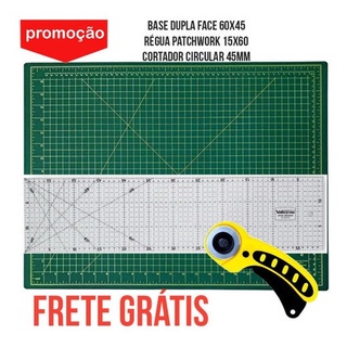 Kit Profissional Base De Corte A1 90x60 Régua 15x60 Cortador 45mm Patchwork  Scrapbook