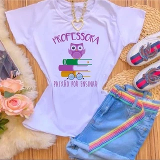 Camiseta T-shirt BLUSA FEMININA PROFISSÕES PROFESSORA