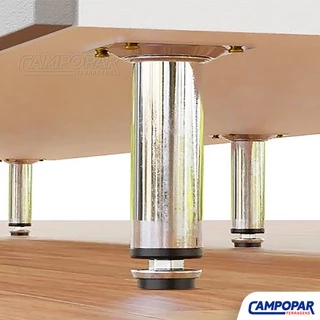 Kit 8 Pés Para Móveis Cromado Regulável Redondo 10cm