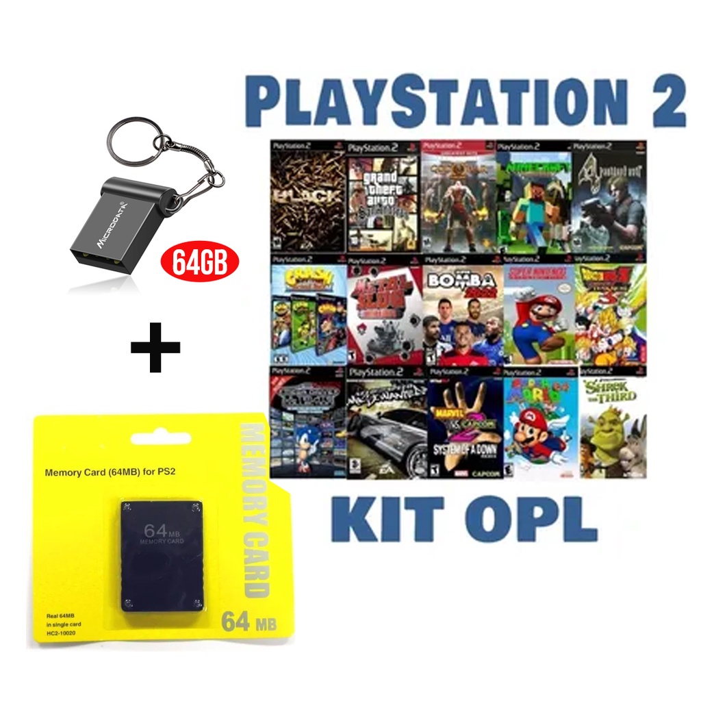 Kit Memory Card PS2 64Mb + Pen Drive 64Gb Shopee Brasil
