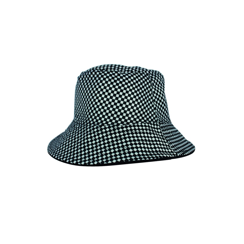 Chapéu Bucket Dupla Face Quadriculado X Veludo Preto