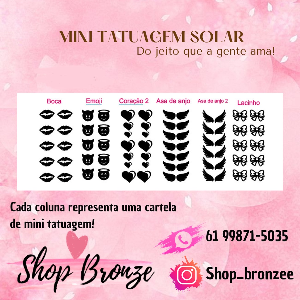 5 Mini Cartela Tatuagem Solar - Coelho playboy - Bronzeamento solar -  biquini de fita