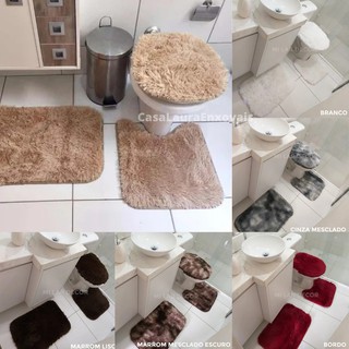 Kit Jogo De Banheiro Felpudo Peludo 3 Peças