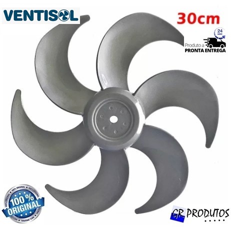 Hélice Ventilador Ventisol 30cm 30 6 Pás Prata Original EIXO redondo 8mm