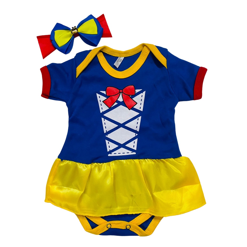 Body bebê temático branca de neve mesvesário infantil + laço menina ...