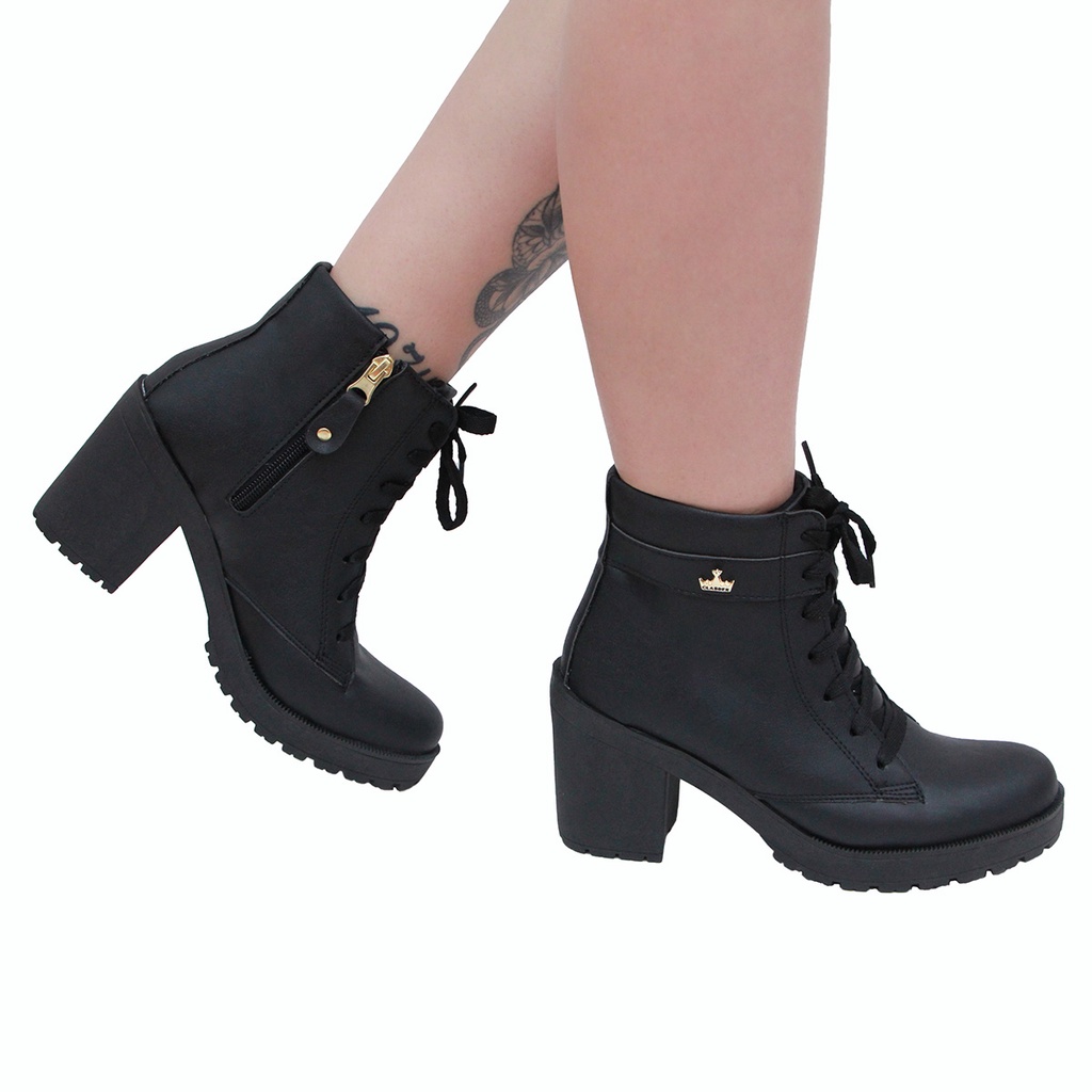 Coturno Feminino Bota Coturno Galway Tratorada Verniz Coturno