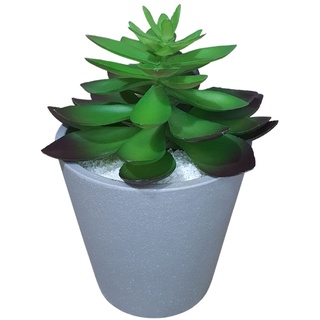Kit Arranjo Suculenta Artificial com Vaso Cimento Decorativo