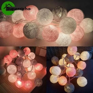 20 Cordão De Bola De Algodão Usb Com Luzes Led Para Decoração De Festas / Quarto