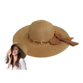 Chapéu Moda Praia Verão Feminino Palha Estilo Casual Elegante Aba Grande Envio Imediato