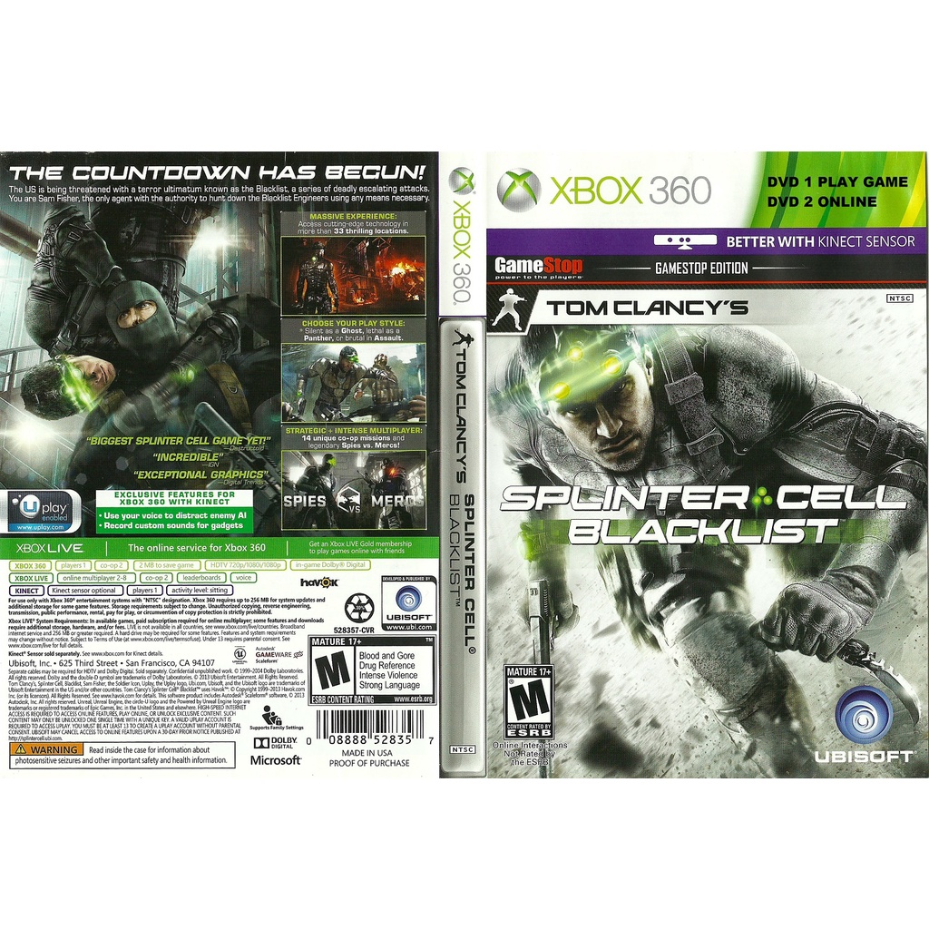  Tom Clancy's Splinter Cell: Blacklist (X360) (Xbox 360) : Video  Games