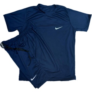 Kit 1 Camiseta Masculina Dry Fit + 1 Bermuda Shorts Masculina Academia - Conjunto