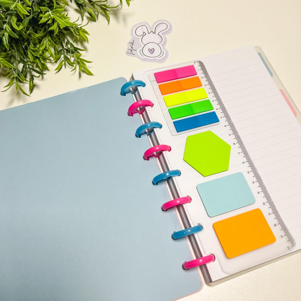 Régua com Sticky Notes 7,5 x 20,5 para Caderno de Disco e Wire-o ...